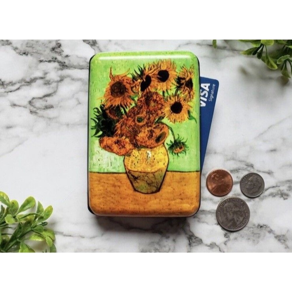 Van Gogh Sunflowers RFID Wallet: Armored Aluminum Card Holder